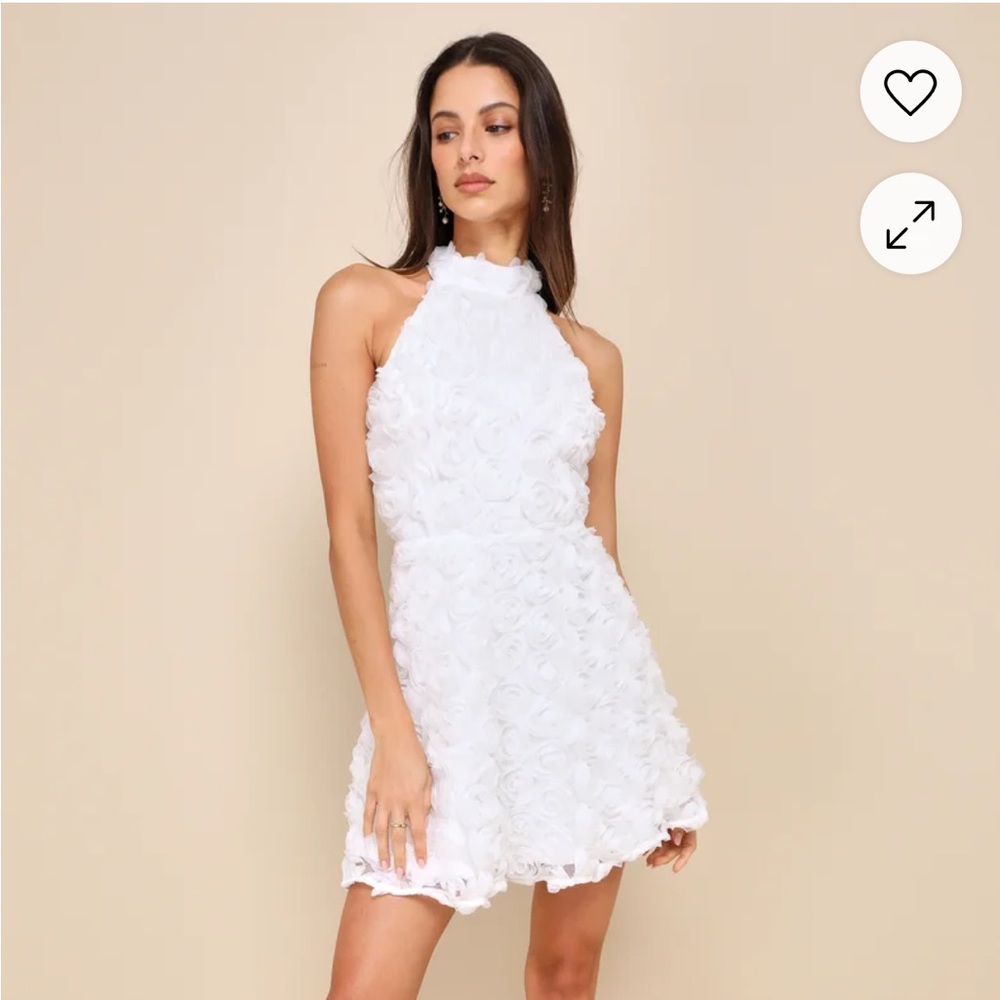 White Floral Halter Dress